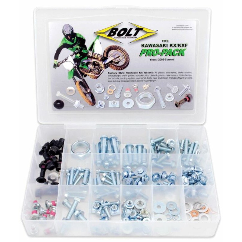 Kit de tornillería BOLT Pro Pack-F 125 à 450 para KAWASAKI KX 125, KX 250, KXF 250, KXF 450 de 2003 a 2020