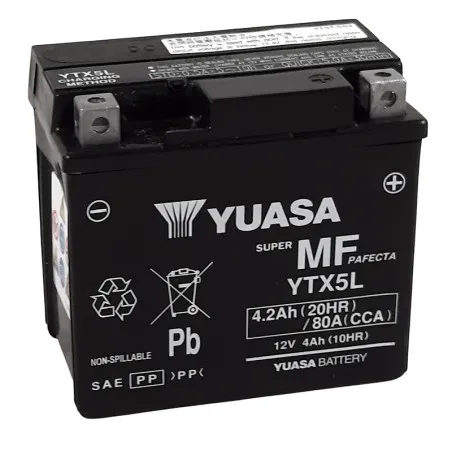 Batería YUASA W/C activada de fábrica sin mantenimiento - (FA) para KTM EXC 250, BETA RR 125, POLARIS OUTLAW 50 y HONDA CRF 230