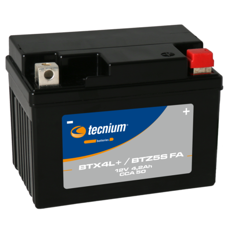 Batería TECNIUM activada de fábrica BTX4L (FA) para KTM EXC 250, HUSQVARNA WR 125, HONDA CR 125 y APRILIA RX 50 de 1976 a 2027