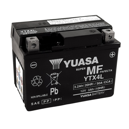 Batterie YUASA W/C sans entretien activée usine - FA pour KTM SMR 450, RIEJU MRT 50, HONDA CR 125 et HUSQVARNA WR 125
