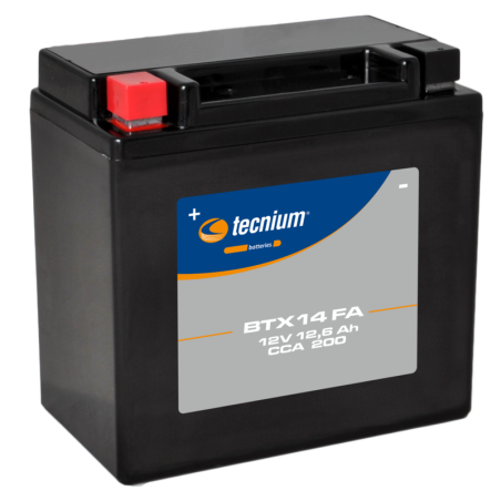 Batería TECNIUM activada de fábrica BTX14 (FA) para HONDA, KAWASAKI, SUZUKI y HUSQVARNA de 1979 a 2025