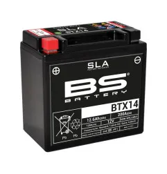 BS BATTERY SLA Wartungsfreie Batterie Werkseitig aktiviert - BTX14 für HONDA, KAWASAKI, SUZUKI und HUSQVARNA 1979-2025
