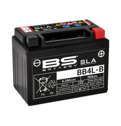 BS BATTERY SLA Battery Maintenance Free Factory Activated - BB4L-B for APRILIA, GILERA, KAWASAKI and BETA 1986-2020