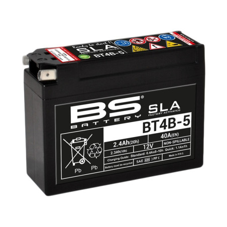 BS BATTERY SLA Battery Maintenance Free Factory Activated - BT4B-5 for YAMAHA TTR 110, TTR 50, TTR 90 and SUZUKI DRZ 70