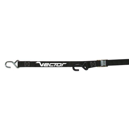 VECTOR Spanngurt - 38 mm -2 S-Haken (Ø 9 & 12 mm) - Schwarz