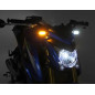 DENALI T3 Switchback M8 LED 2in1 Indicator DRL Combination Body Black / Lens Clear (Pair), Front