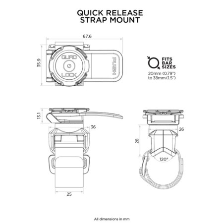 Support à sangle QUAD LOCK Quick Release pour BULLS, FANTIC, FULGUR et HUSQVARNA de 2021 à 2024