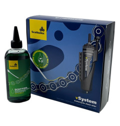 Graisseur de chaîne électronique SCOTTOILER + lubrifiant vert biodégradable