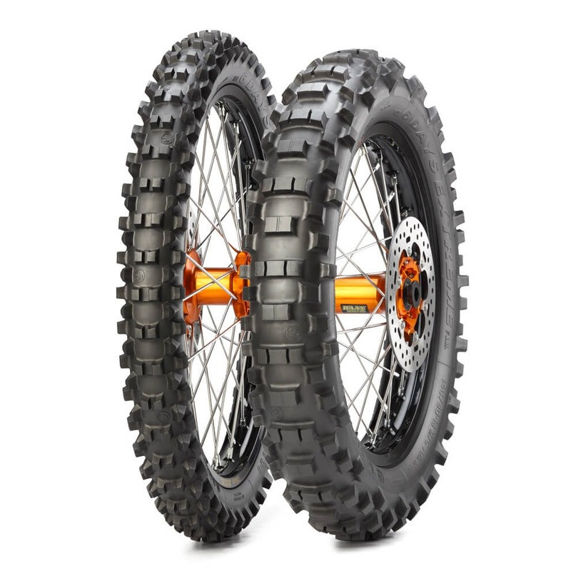 Pneu enduro METZELER MCE 6 DAYS EXTREME (F) Super Soft 90/100-21 M/C 57M MST TT Bande JAUNE FLUO avant
