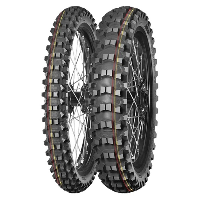Pneu motocross MITAS TERRA FORCE-MX SM 100/90-19 NHS 57M TT SOFT TO MEDIUM RED YELLOW arrière Pneu motocross MITAS TERRA FORCE-MX SM 100/90-19 NHS 57M TT SOFT TO MEDIUM RED YELLOW arrière