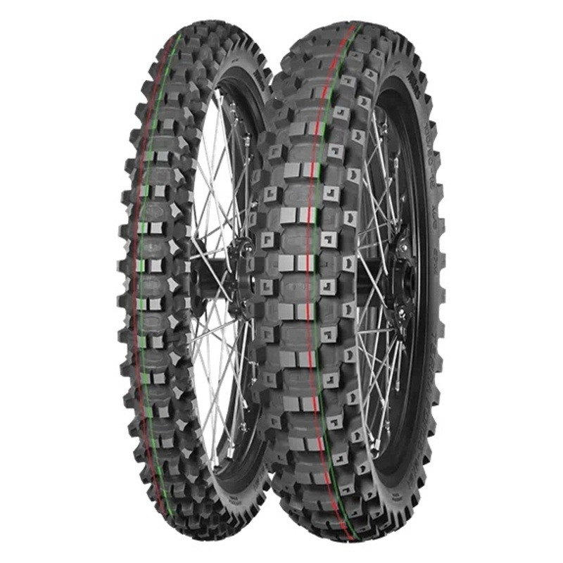 Pneu motocross MITAS TERRA FORCE-MX MH 110/90-19 NHS 62M TT MEDIUM TO HARD RED GREEN arrière