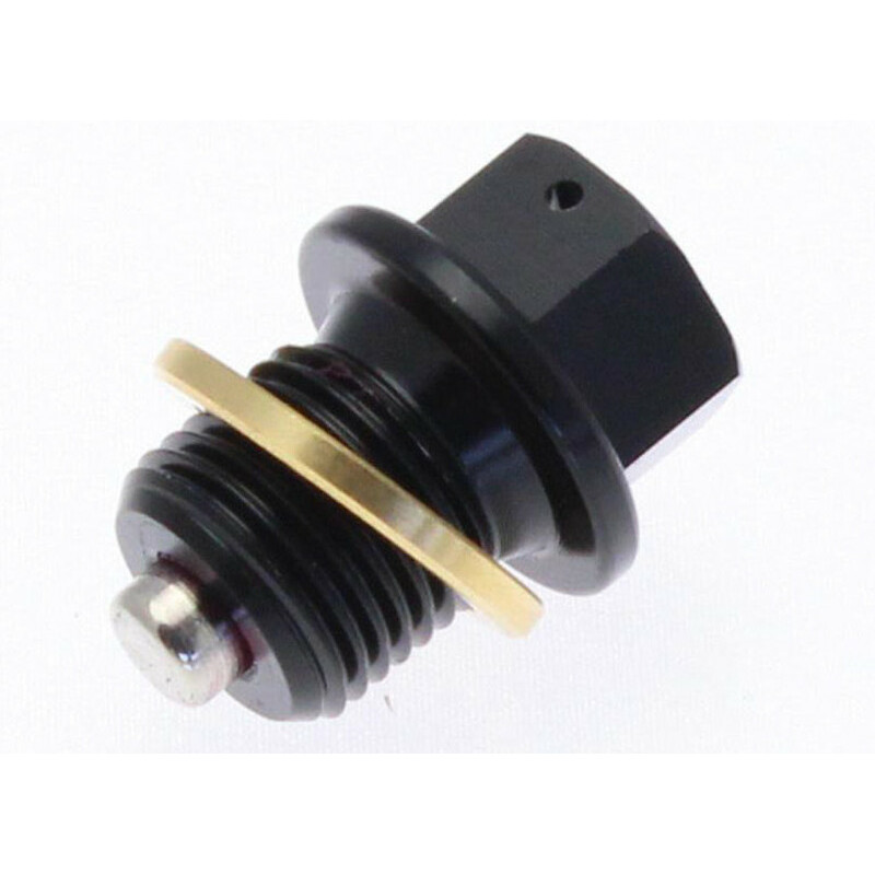 Bouchon de vidange TECNIUM aimanté - aluminium noir M10x1,25x14 pour YAMAHA YZF 250, GAS GAS ECF 250 et FANTIC XE 125