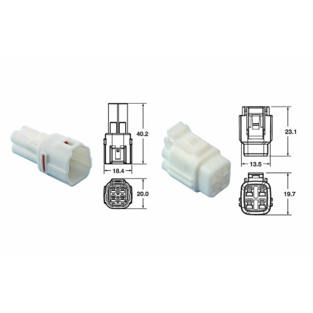 BIHR Satz Steckverbinder Modell 090 SMTO OE 4-polig Ø 0,85 mm²/1,25 mm² - 5 komplette Sätze