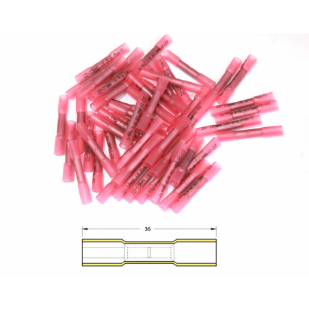 Conector punta-punta termorretráctil BIHR Ø0,5/1,5mm² - 50 uds transparente rojo