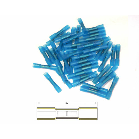 Conector punta-punta termorretráctil BIHR Ø1,5/2,5mm² - 50 uds transparente azul