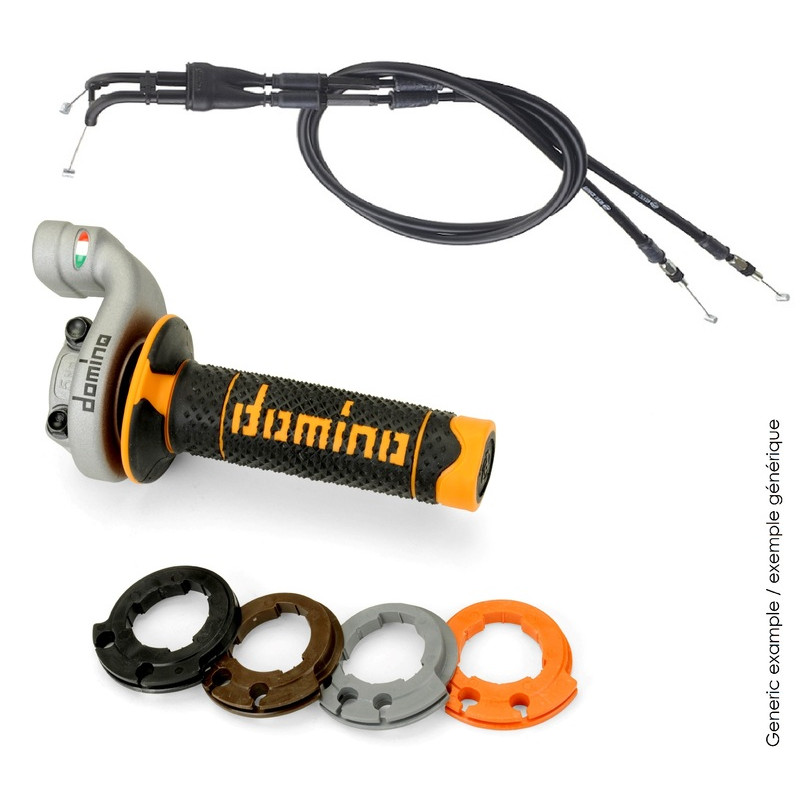 Kit poignées DOMINO KRK Evo avec câbles revêtements rouge/noir pour HONDA CRF 450 de 2016 à 2024