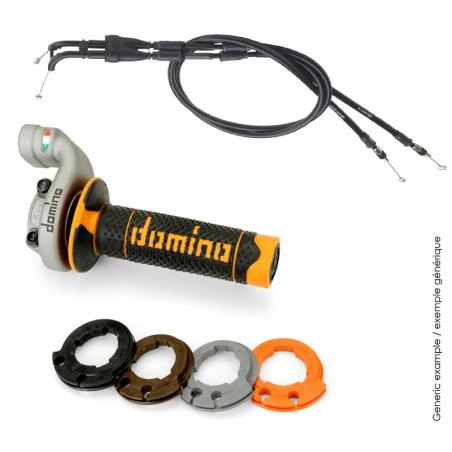 Kit poignées DOMINO KRK Evo avec câbles revêtements rouge/noir pour HONDA CRF 450 de 2016 à 2024