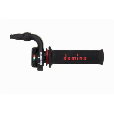 Puño de gas de tiro rápido de carretera 4T negro/rojo DOMINO