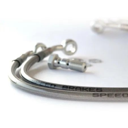 Durite de frein Aviation SPEEDBRAKES inox/raccord alu TECNIUM pour HONDA CR 500 de 1996 à 2001