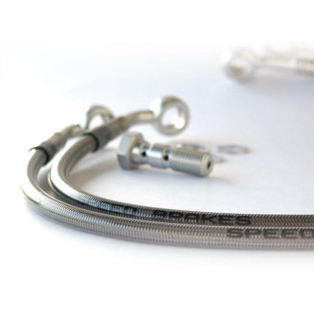 Durite de frein Aviation SPEEDBRAKES inox/raccord alu TECNIUM pour KAWASAKI KLX 650 de 1993 à 1996