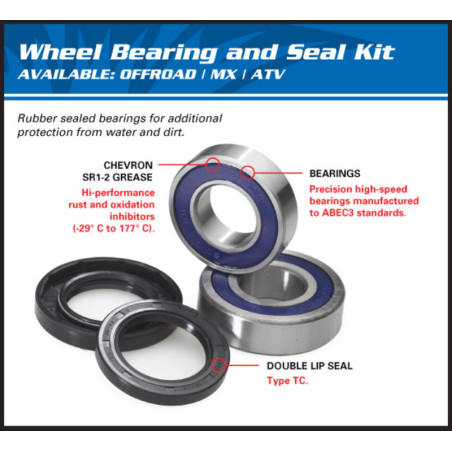 Kit rodamientos de rueda ALL BALLS para POLARIS, KAWASAKI, HONDA y KYMCO de 1986 a 2025