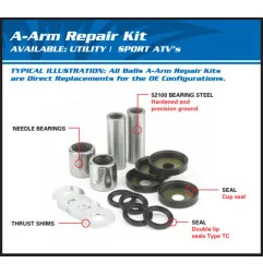 ALL BALLS Querlenker-Reparatursatz für SUZUKI LT-A 400 KINGQUAD ASI 4WD und ARCTIC CAT 500 4WD AUTO TRANS. 1987-2025
