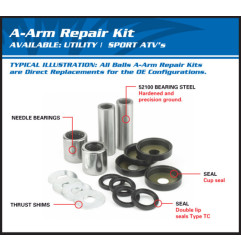 Kit réparation de triangle de suspension ALL BALLS pour POLARIS RANGER 500, RANGER 700, RANGER 700 6X6 EFI, RANGER 700 RZR