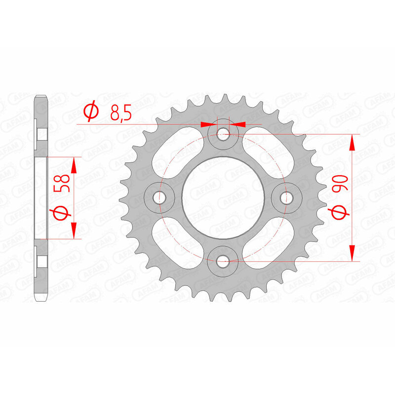 Corona de acero AFAM paso 420 para HONDA CRF 50, MONKEY, MSX 125, XR 50 de 2000 a 2027 Corona de acero AFAM paso 420 para HONDA CRF 50, MONKEY, MSX 125, XR 50 de 2000 a 2027