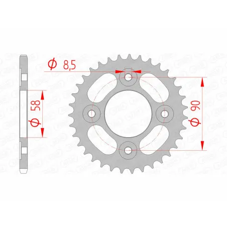 Couronne acier AFAM pas 420 pour HONDA CRF 50, MONKEY, MSX 125, XR 50 de 2000 à 2027