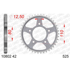 AFAM Kettenrad Stahl 42 Zähne, Teilung 525 für HONDA XRV 750 AFRICA TWIN und YAMAHA YZ 85 1990-2012