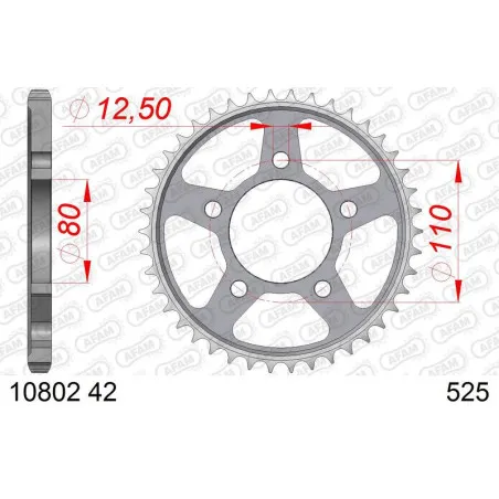 AFAM Kettenrad Stahl 42 Zähne, Teilung 525 für HONDA XRV 750 AFRICA TWIN und YAMAHA YZ 85 1990-2012