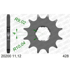 AFAM Ritzel Stahl Teilung 428 für HONDA XL 125 S, DAELIM VS 125, DERBI SENDA 125 BAJA SM 4T und KYMCO MAXXER 50 1979-2020