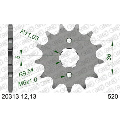 Piñón de acero AFAM 13 dientes, paso 520 para HONDA TRX 300 EX SPORTRAX 2WD, TRX 300 FOURTRAX 2WD, TRX 300 FW FOURTRAX 4WD
