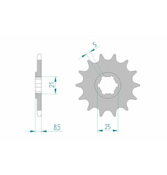AFAM steel front sprocket 520 pitch for HUSQVARNA CR 250, WR 250, WR 360, WRK 240 and KAWASAKI KX 250, KX 500 1983-1999