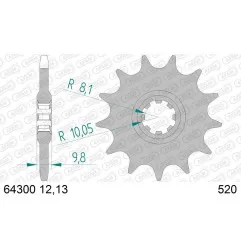 AFAM steel front sprocket 520 pitch for HUSQVARNA CR 125, CR 240, WR 125, WR 390 1978-1982