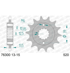 Pignon acier AFAM pas 520 pour KYMCO MAXXER 250 et TGB BLADE 250, TARGET 325 de 2004 à 2018