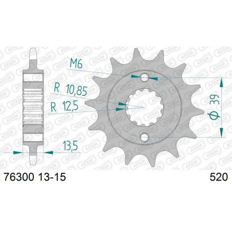 Pignon acier AFAM pas 520 pour KYMCO MAXXER 250 et TGB BLADE 250, TARGET 325 de 2004 à 2018