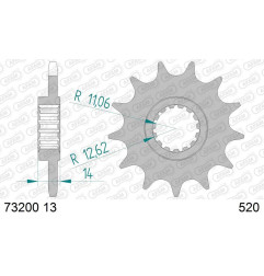 AFAM steel front sprocket 13T, 520 pitch for KTM GS 125 1979