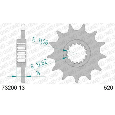 AFAM steel front sprocket 13T, 520 pitch for KTM GS 125 1979