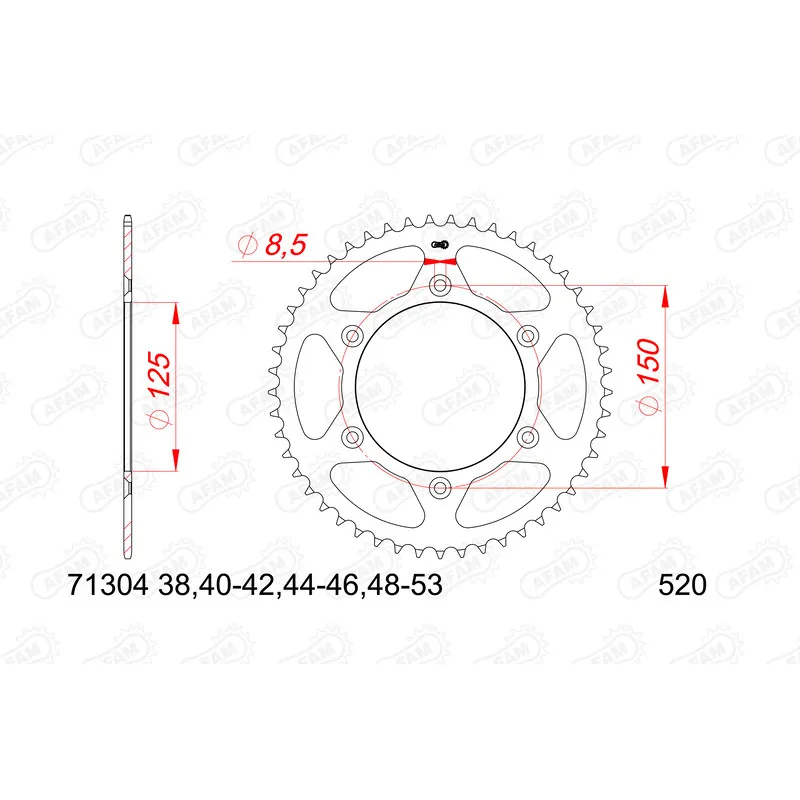 AFAM steel front sprocket 520 pitch for KTM ENDURO 690, HUSQVARNA SUPERMOTO 701, GAS GAS ES 700 and CF MOTO MT 800 EXPLORE