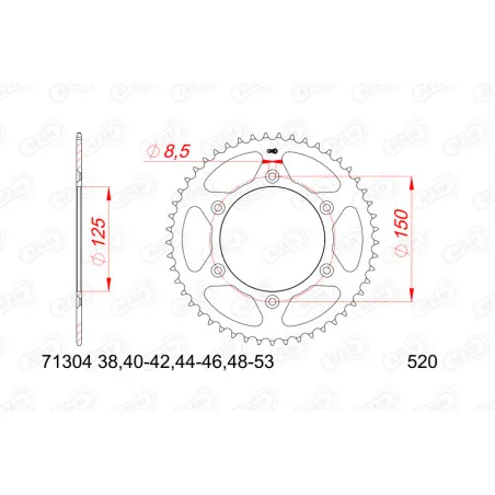 AFAM steel front sprocket 520 pitch for KTM ENDURO 690, HUSQVARNA SUPERMOTO 701, GAS GAS ES 700 and CF MOTO MT 800 EXPLORE
