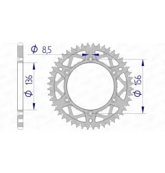 Couronne alu AFAM pas 520 pour HUSQVARNA WR 125, WR 250, GAS GAS EC 200, EC 300, SHERCO SEF 250, SEF 450 et BETA RR 400, RR 450