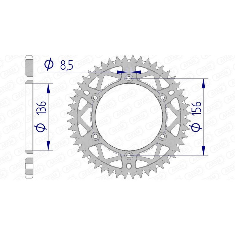 AFAM Kettenrad Alu Teilung 520 für HUSQVARNA WR 125, GAS GAS EC 200, SHERCO SEF 250 und BETA RR 400 1985-2023