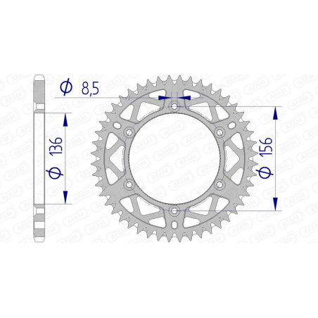 Corona de aluminio AFAM paso 520 para HUSQVARNA WR 125, GAS GAS EC 200, SHERCO SEF 250 y BETA RR 400 de 1985 a 2023