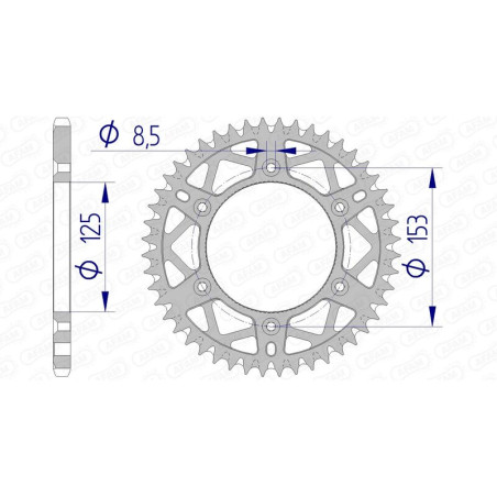 AFAM Kettenrad Alu Teilung 520 für HONDA CR 125, CR 250, CRF 450 und HM CRE 450, CREF 450, CRM-F 450 X 1983-2025