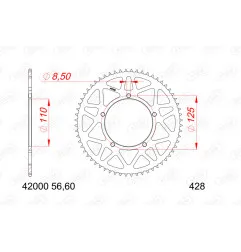 Couronne alu AFAM pas 428 pour SHERCO SMR 50 de 2021 à 2026