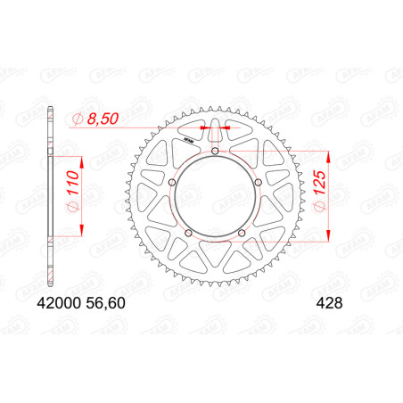 Corona de aluminio AFAM paso 428 para SHERCO SMR 50 de 2021 a 2026
