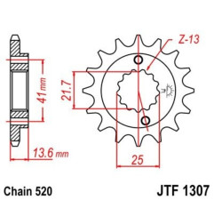 Pignon acier JT SPROCKETS 15 dents, pas 520 pour HONDA XR 650 de 2000 à 2007