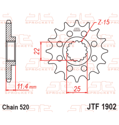 Piñón de acero JT SPROCKETS paso 520 para KTM ENDURO 690, HUSQVARNA SUPERMOTO 701, GAS GAS ES 700 y CF MOTO MT 800 E - JTF1902.1