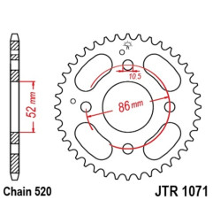 JT SPROCKETS Kettenrad Stahl 30 Zähne, Teilung 520 für KYMCO MXU 150, MXU 50 2005-2017